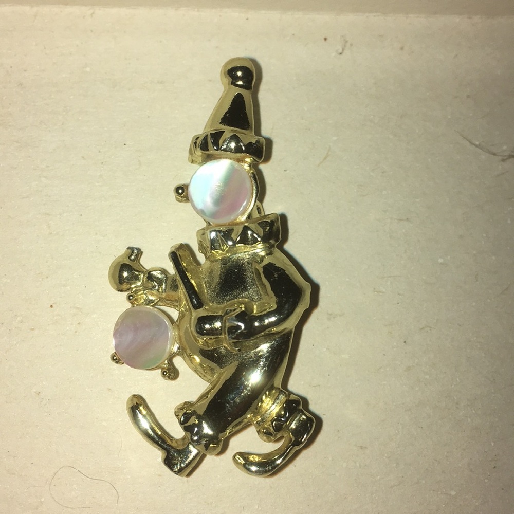 Mother of Pearl ? Silver Clown Pin Precious Gift